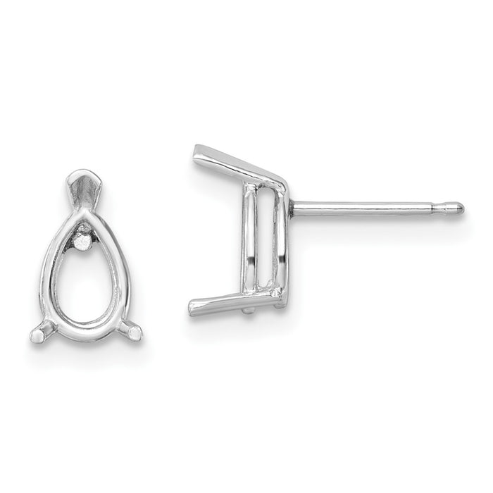 14k White Gold 7x5 Pear Earring Mountings (XE80W)