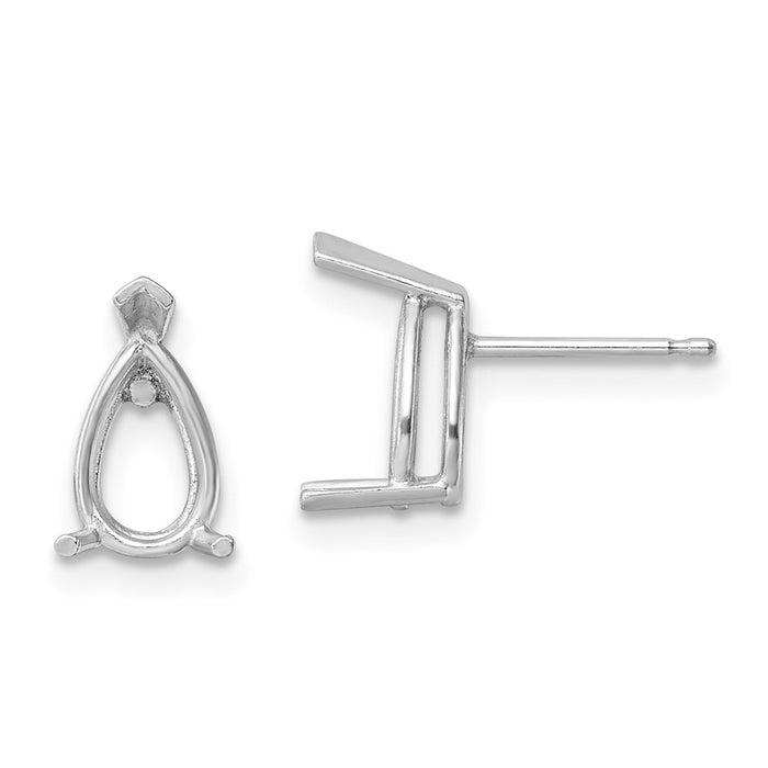 14k White Gold 8x5 Pear Earring Mountings (XE81W)