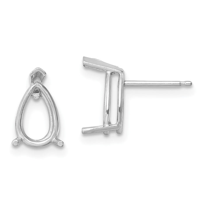14k White Gold 9x6 Pear Earring Mountings (XE82W)