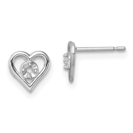 14k White Diamond & Gemstone Heart Earring Mountings (XE838W)
