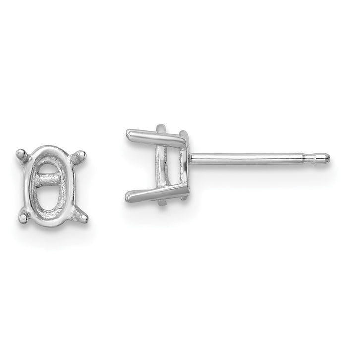 14k White Gold 6x4 Oval Earring Mountings (XE86W)
