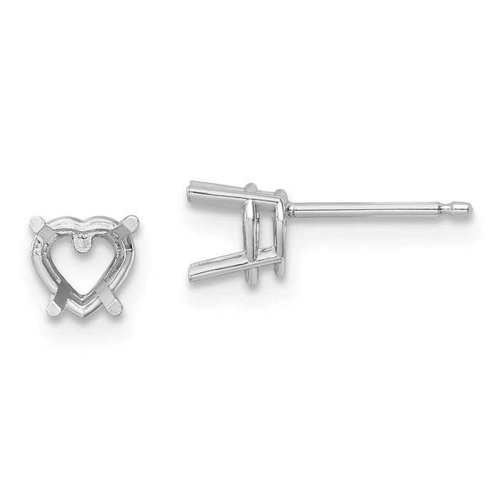 14k White Gold 5mm Heart Earring Mountings (XE97W)