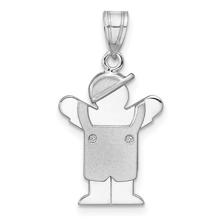 14k White Gold Small Boy Engravable Charm Mounting (XK440)