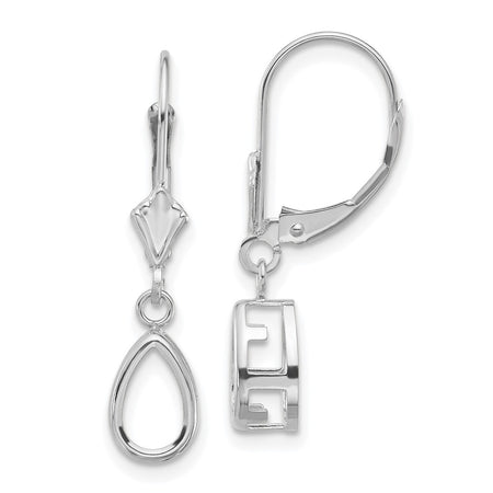 14k White Gold 8x5mm Pear Leverback Mountings (XLB103W)