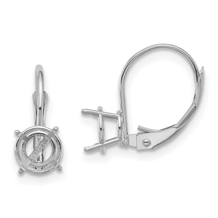 14k White Gold 6mm Round Leverback Mounting (XLB112W)