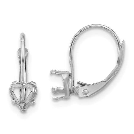 14k White Gold 5mm Heart Leverback Mounting (XLB120W)