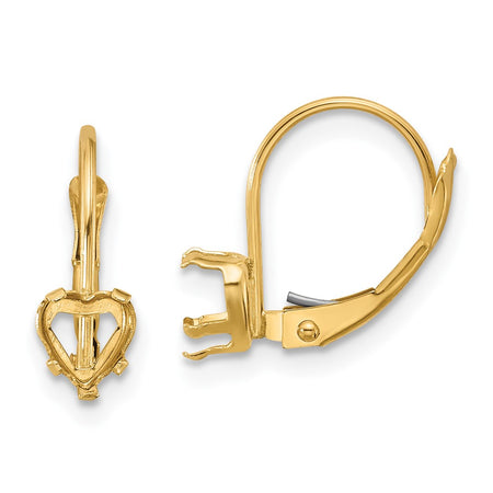 14k 5mm Heart Leverback Earring Mounting (XLB120)