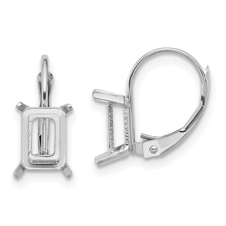 14k White Gold 7x5mm Emerald Leverback Mounting (XLB124W)