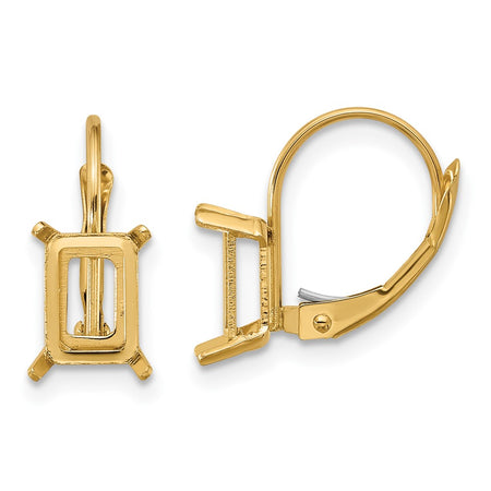 14k 7x5 Emerald Leverback Earring Mounting (XLB124)