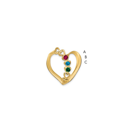 14k Polished 3-Stone Mothers Heart Slide Mounting (XMP4/3)