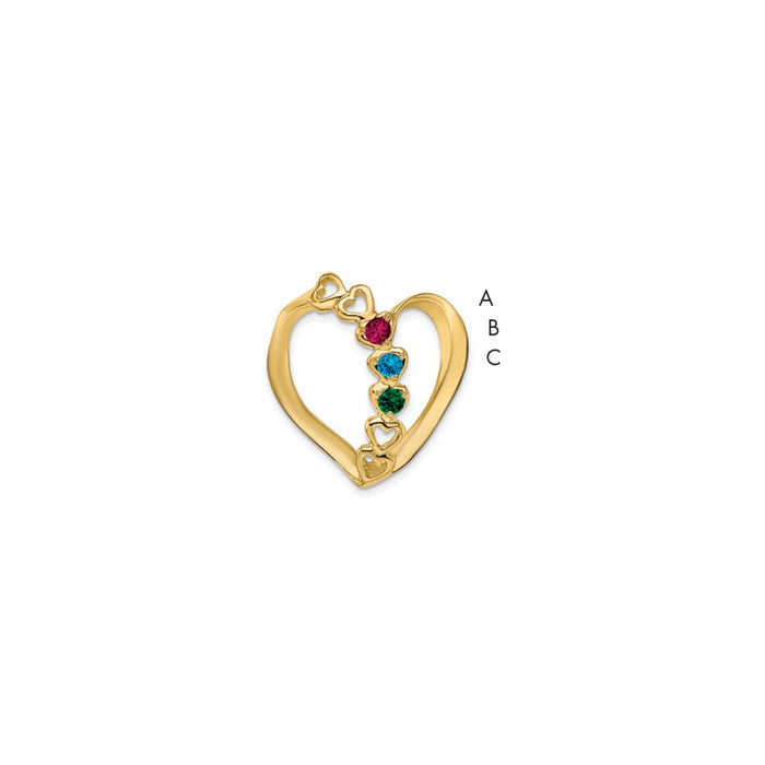 14k Polished 3-Stone Mothers Heart Slide Mounting (XMP4/3)