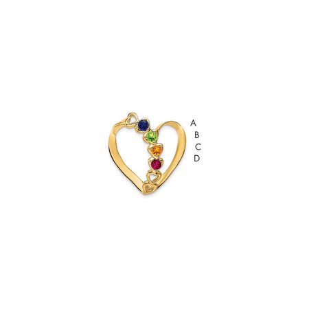 14k Polished 4-Stone Mothers Heart Slide Mounting (XMP4/4)