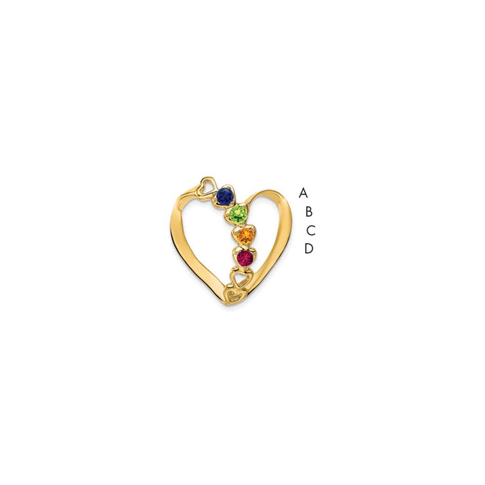 14k Polished 4-Stone Mothers Heart Slide Mounting (XMP4/4)
