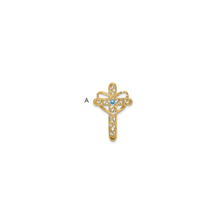 14k Polished Filigree 1-Stone Mothers Cross Pendant Mounting (XMP5/1)