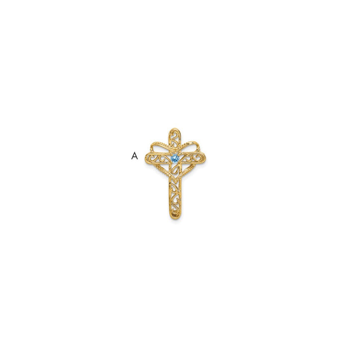 14k Polished Filigree 1-Stone Mothers Cross Pendant Mounting (XMP5/1)