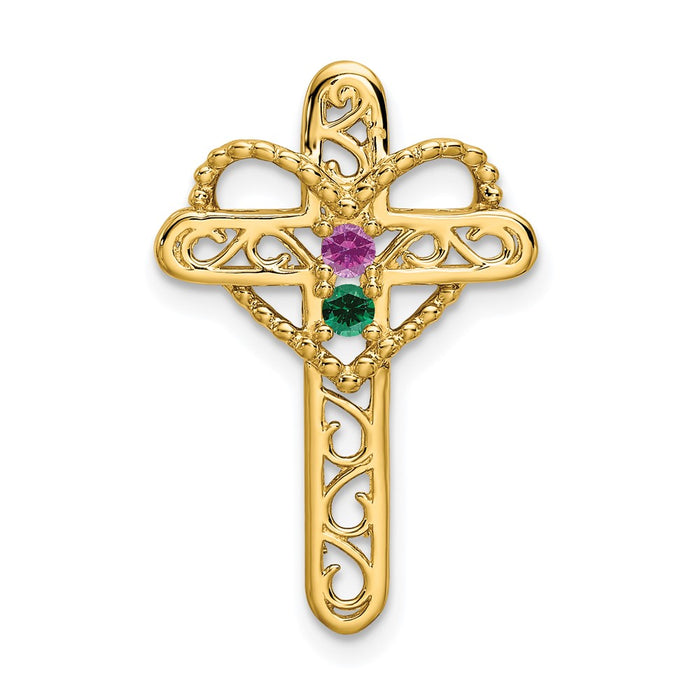 14k Polished Filigree 2-Stone Mothers Cross Pendant Mounting (XMP5/2)