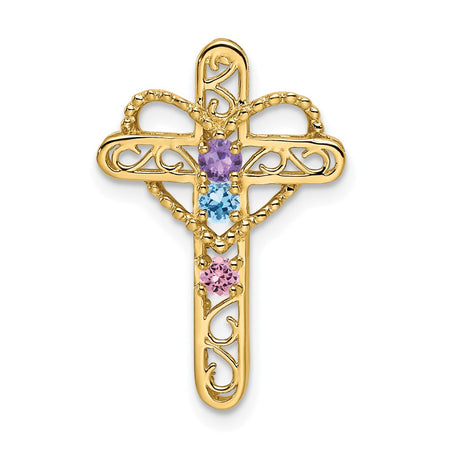 14k Polished Filigree 3-Stone Mothers Cross Pendant Mounting (XMP5/3)