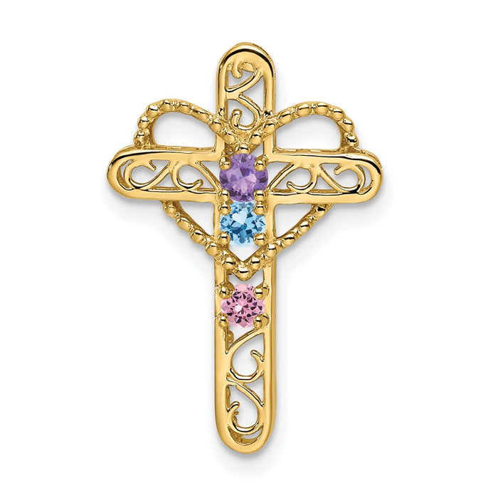 14k Polished Filigree 3-Stone Mothers Cross Pendant Mounting (XMP5/3)