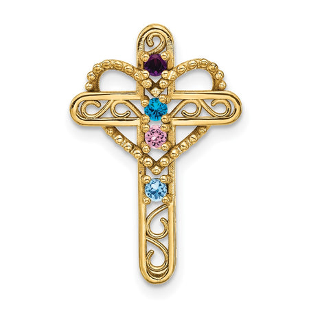 14k Polished Filigree 4-Stone Mothers Cross Pendant Mounting (XMP5/4)
