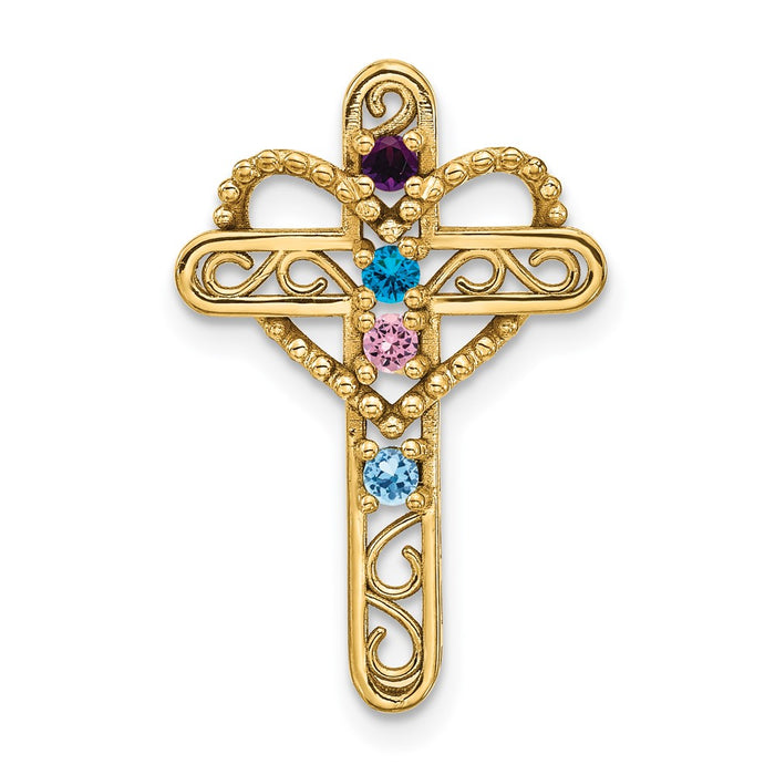 14k Polished Filigree 4-Stone Mothers Cross Pendant Mounting (XMP5/4)