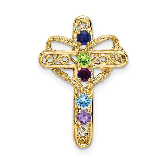 14k Polished Filigree 5-Stone Mothers Cross Pendant Mounting (XMP5/5)