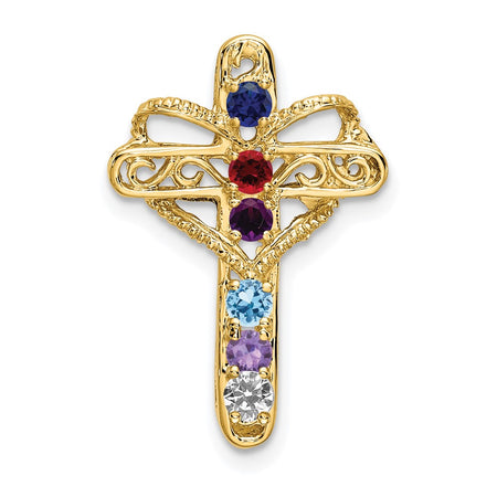 14k Polished Filigree 6-Stone Mothers Cross Pendant Mounting (XMP5/6)