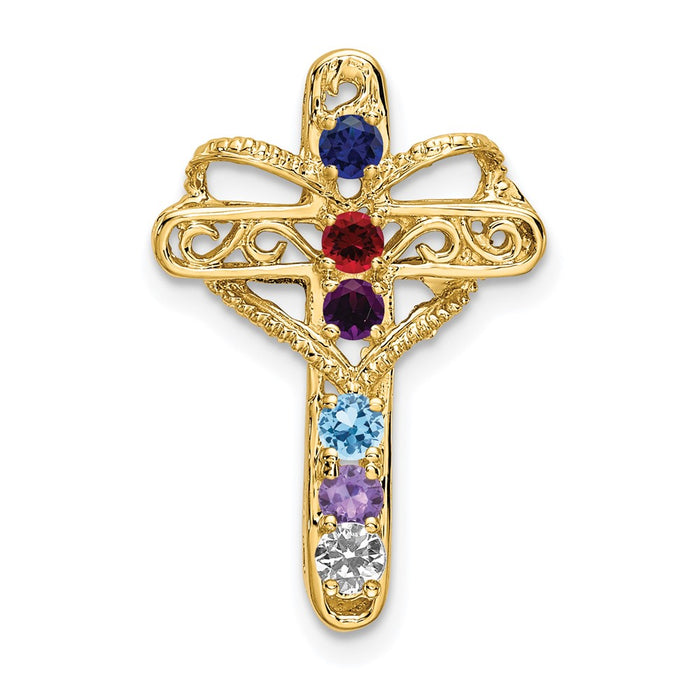 14k Polished Filigree 6-Stone Mothers Cross Pendant Mounting (XMP5/6)