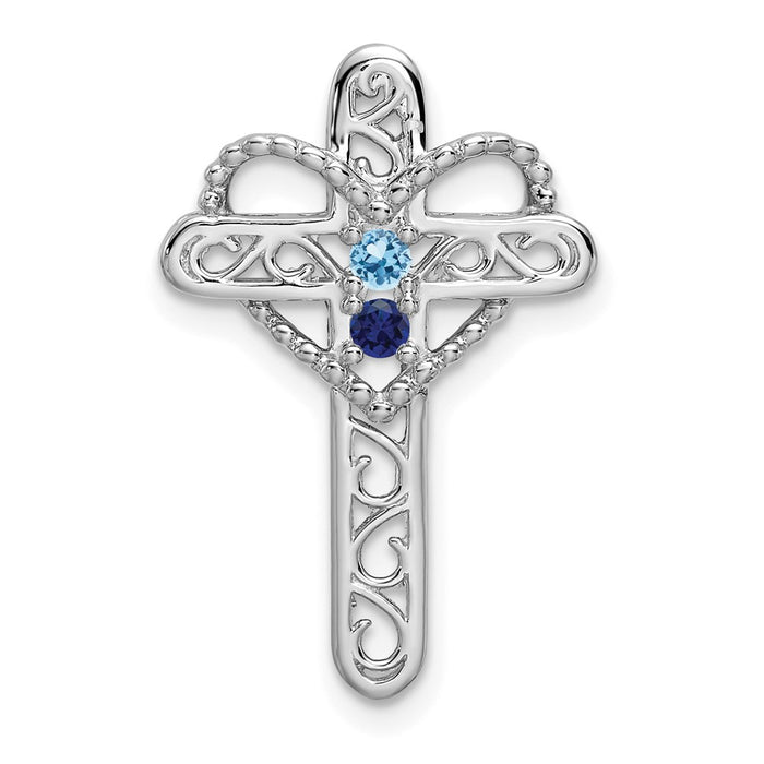 14k White Gold Polish Filigree 2-Stone Mothers Cross Pendant Mounting (XMP6/2)