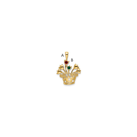 14k Polished 2-Stone Mothers Flowerpot Pendant Mounting (XMP7/2)