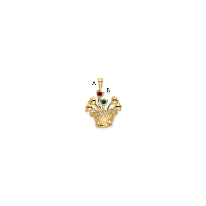 14k Polished 2-Stone Mothers Flowerpot Pendant Mounting (XMP7/2)