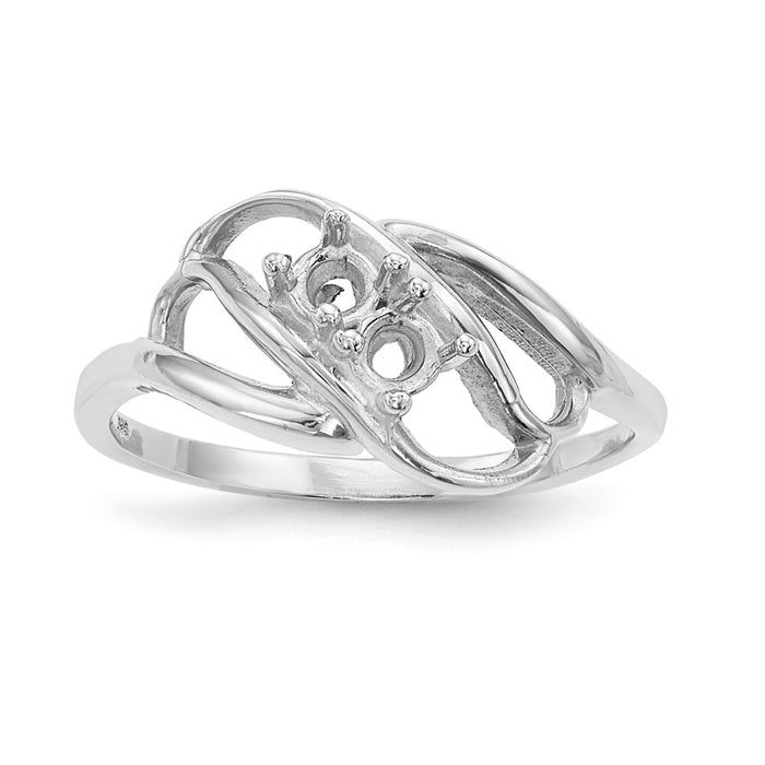 14k White Gold Polished 2-Stone Mothers Ring Mounting (XMR1/2W-7)