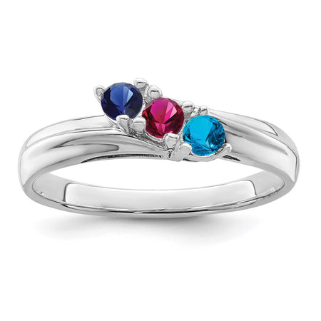 14k White Gold Polished 3-Stone Mothers Ring Mounting (XMR10/3W-7)