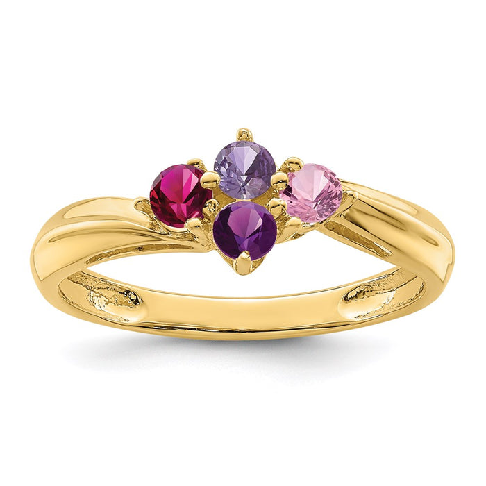 14k Polished 4-Stone Mothers Ring Mounting (XMR10/4-7)