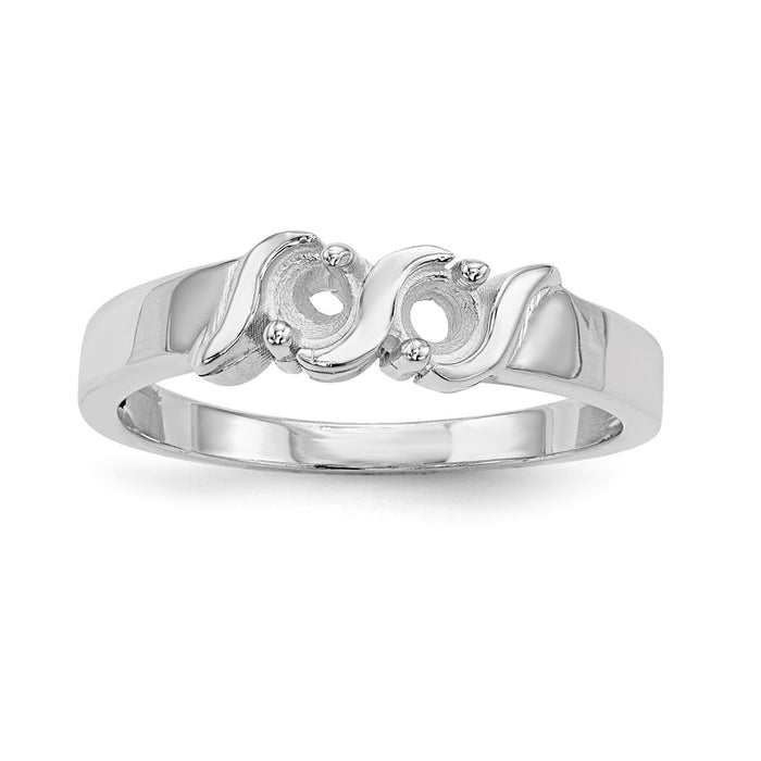 14k White Gold Polished 2-Stone Mothers Ring Mounting (XMR11/2W-7)