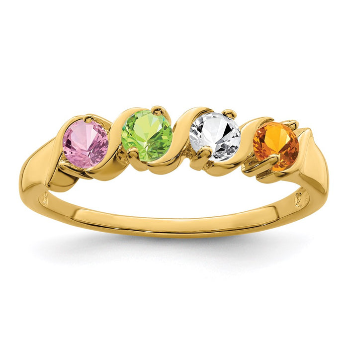 14k Polished 4-Stone Mothers Ring Mounting (XMR11/4-7)