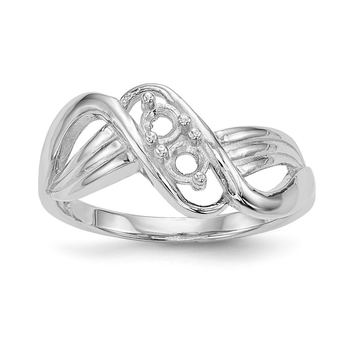 14k White Gold Polished 2-Stone Mothers Ring Mounting (XMR12/2W-7)