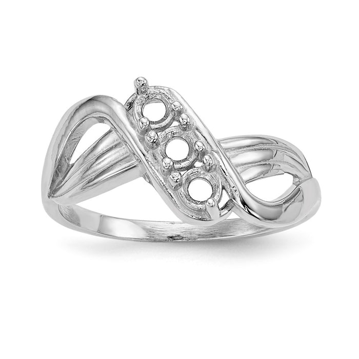 14k White Gold Polished 3-Stone Mothers Ring Mounting (XMR12/3W-7)