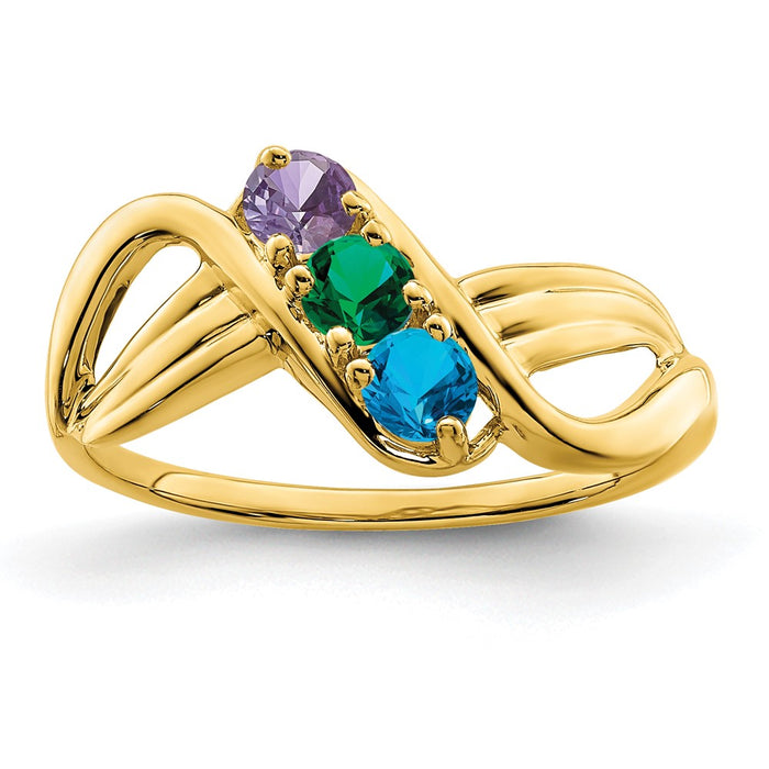 14k Polished 3-Stone Mothers Ring Mounting (XMR12/3-7)