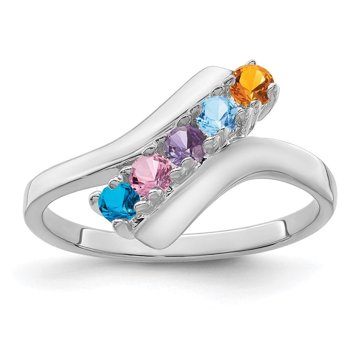14k White Gold Polished 5-Stone Mothers Ring Mounting (XMR13/5W-7)