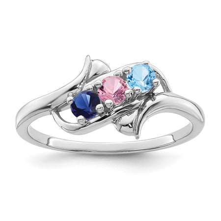 14k White Gold Polished 3-Stone Mothers Ring Mounting (XMR14/3W-7)