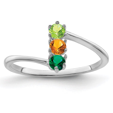 14k White Gold Polished 3-Stone Mothers Ring Mounting (XMR15/3W-7)