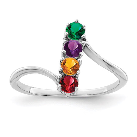 14k White Gold Polished 4-Stone Mothers Ring Mounting (XMR15/4W-7)