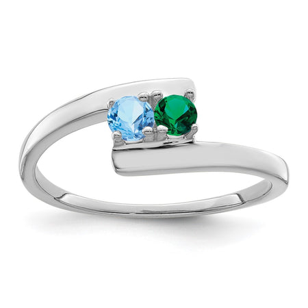 14k White Gold Polished 2-Stone Mothers Ring Mounting (XMR16/2W-7)