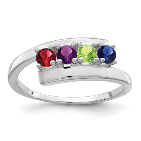 14k White Gold Polished 4-Stone Mothers Ring Mounting (XMR16/4W-7)