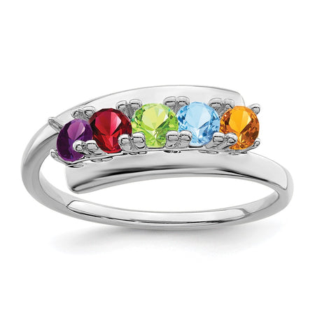 14k White Gold Polished 5-Stone Mothers Ring Mounting (XMR16/5W-7)