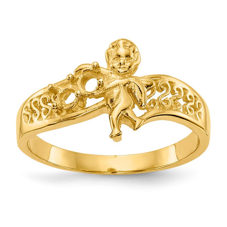 14k Polished 2-Stone Mothers Ring with Angel on Band Mounting (XMR18/2)