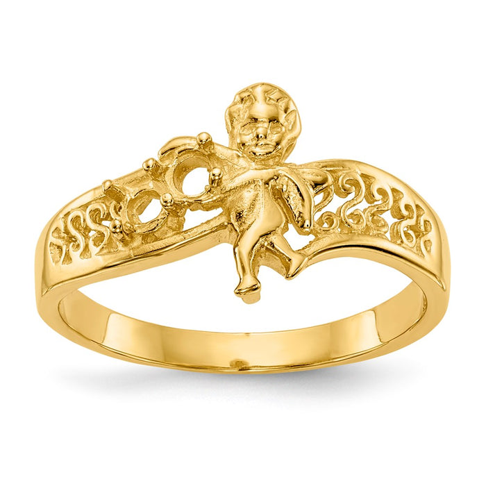 14k Polished 2-Stone Mothers Ring with Angel on Band Mounting (XMR18/2)
