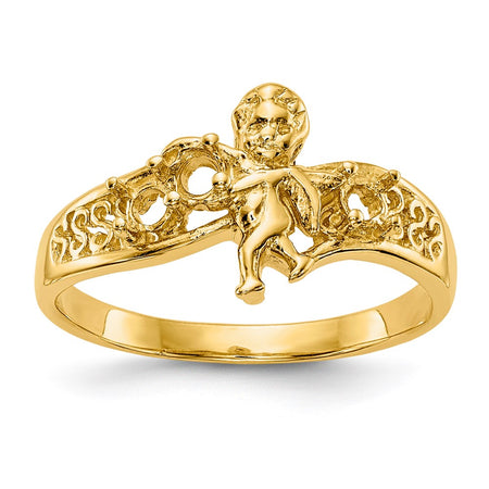 14k Polished 3-Stone Mothers Ring with Angel on Band Mounting (XMR18/3)