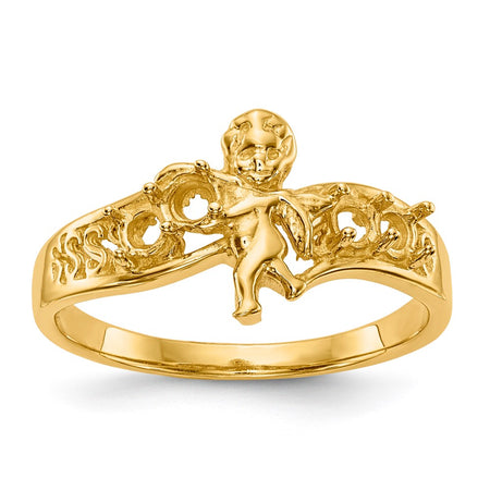 14k Polished 4-Stone Mothers Ring with Angel on Band Mounting (XMR18/4)