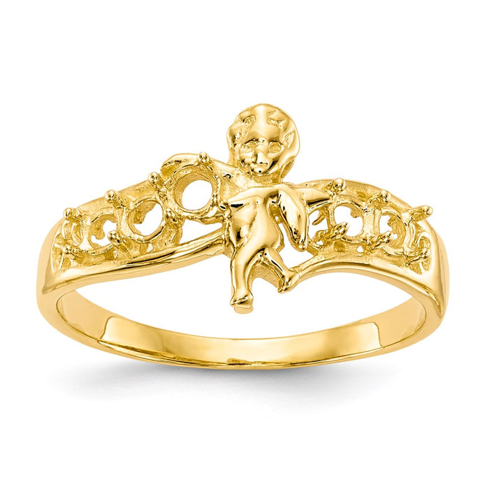 14k Polished 5-Stone Mothers Ring with Angel on Band Mounting (XMR18/5)